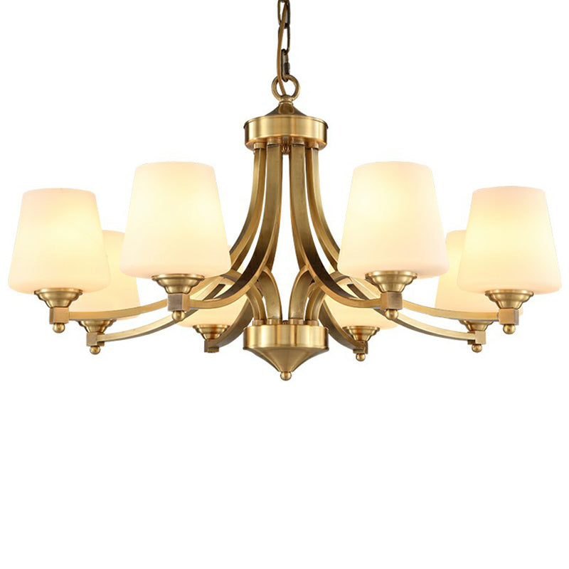 Goldene Knospen Suspension leicht rustikales Cremeglas Wohnzimmer Kronleuchter Anhänger Licht