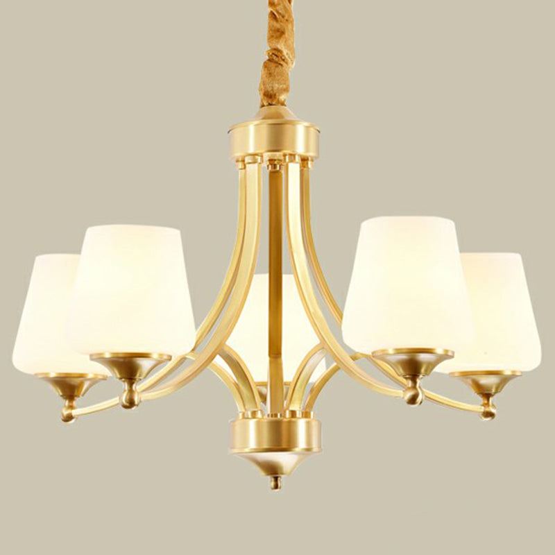 Goldene Knospen Suspension leicht rustikales Cremeglas Wohnzimmer Kronleuchter Anhänger Licht