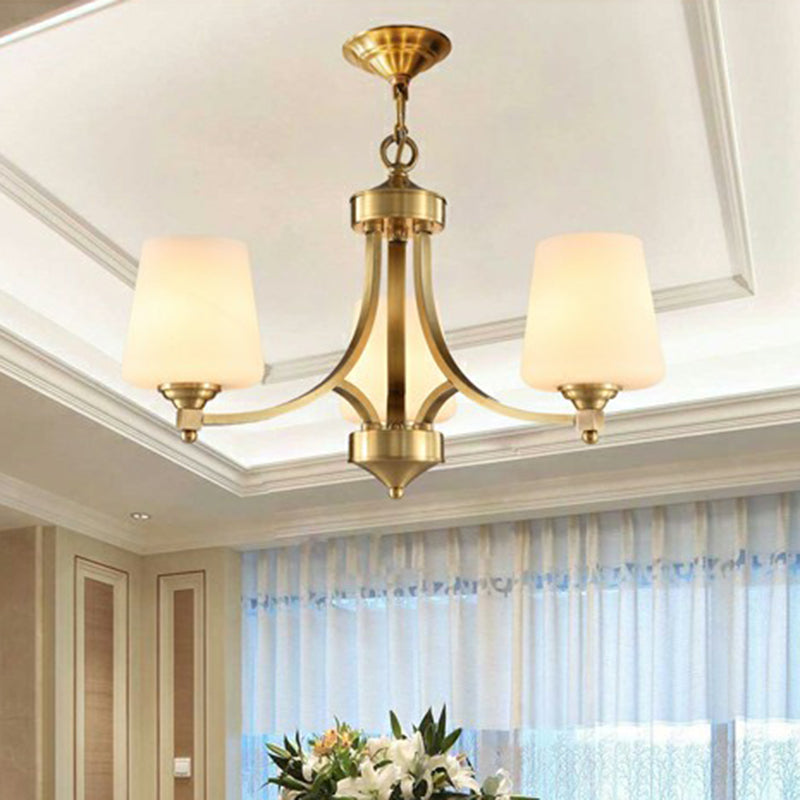 Goldene Knospen Suspension leicht rustikales Cremeglas Wohnzimmer Kronleuchter Anhänger Licht