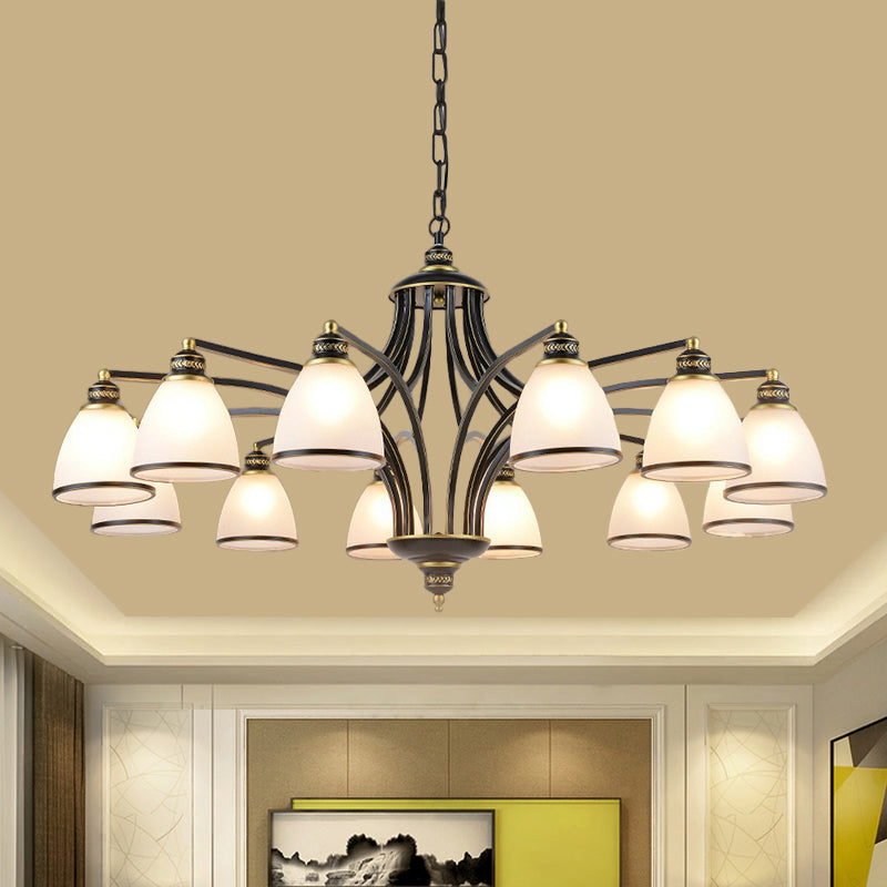 Bell Shade Frost Glass Ceiling Lighting Traditional Living Room Chandelier Light Fixture