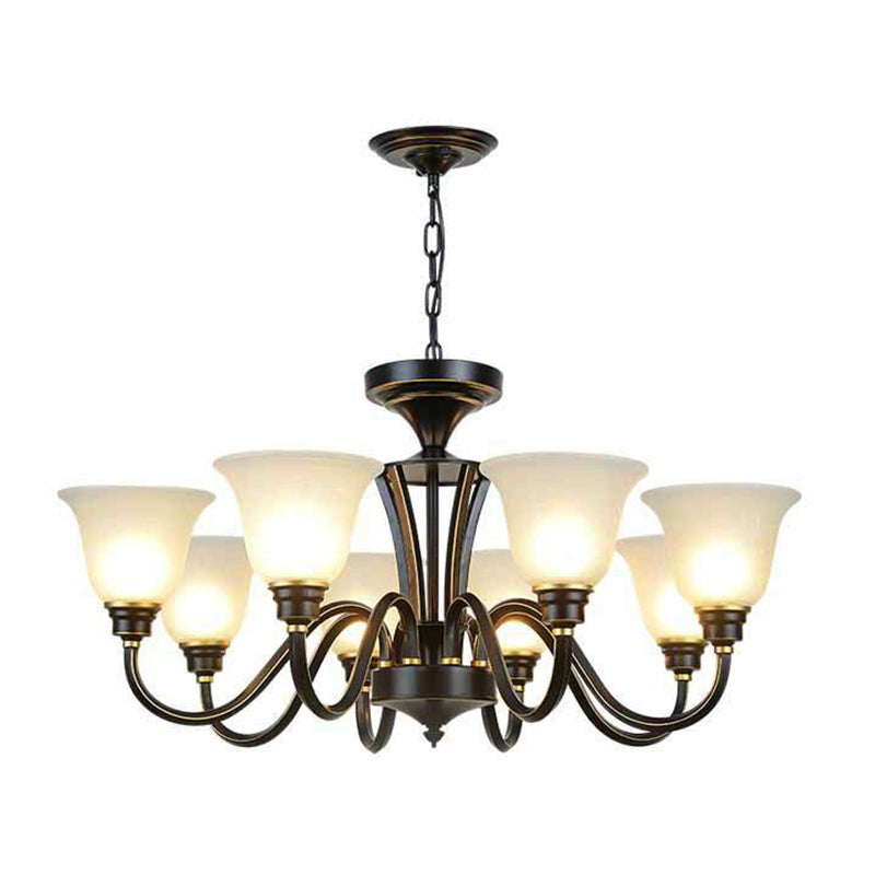 Rustikale glockenförmige Suspension lichtcreme Glas Kronleuchter Beleuchtung für Esszimmer