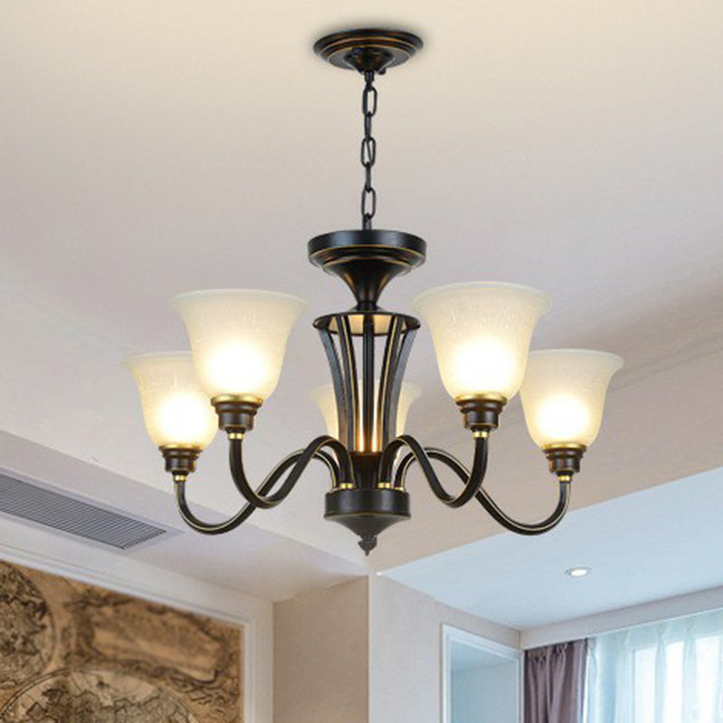 Rustikale glockenförmige Suspension lichtcreme Glas Kronleuchter Beleuchtung für Esszimmer