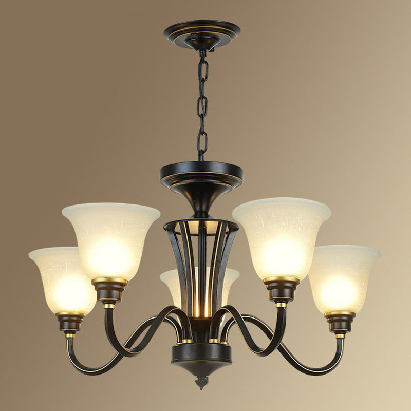 Rustikale glockenförmige Suspension lichtcreme Glas Kronleuchter Beleuchtung für Esszimmer