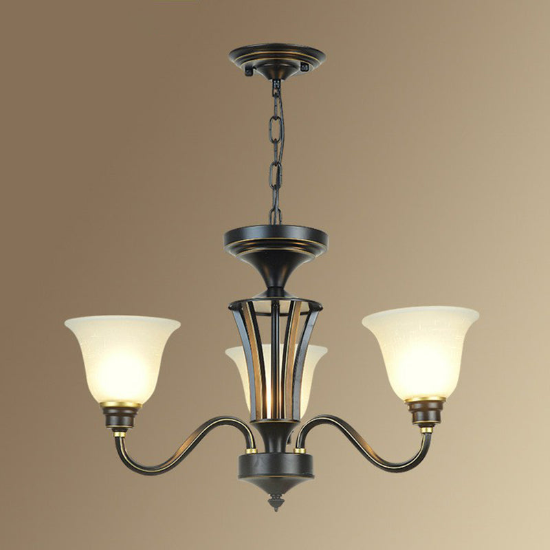 Rustikale glockenförmige Suspension lichtcreme Glas Kronleuchter Beleuchtung für Esszimmer