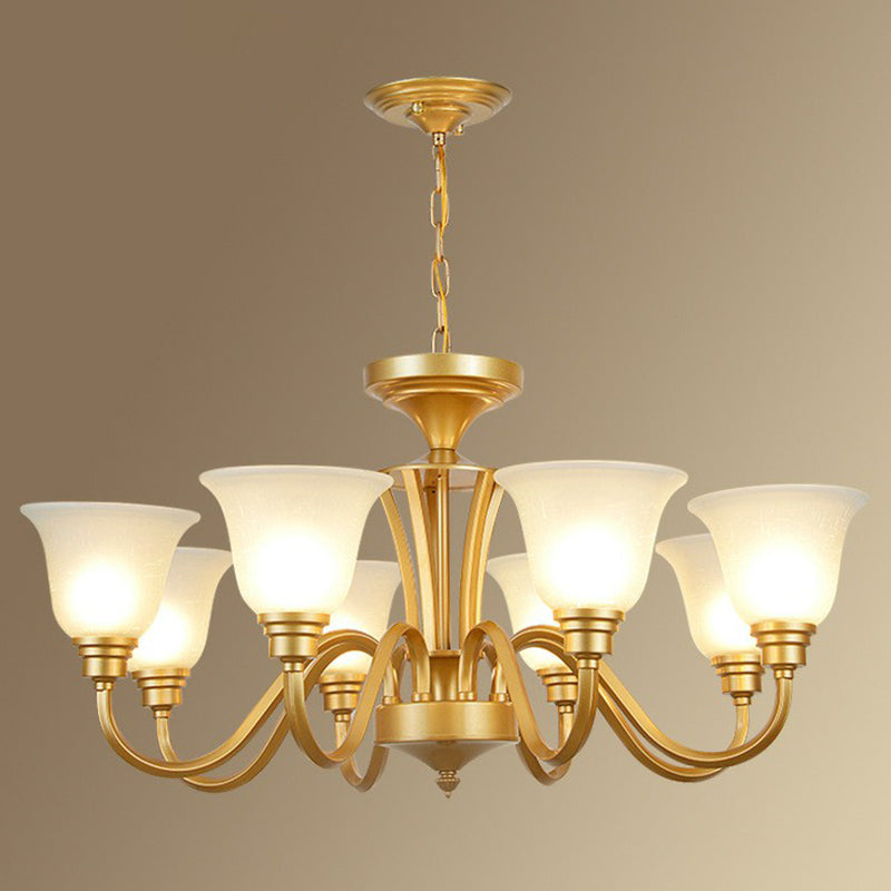 Rustikale glockenförmige Suspension lichtcreme Glas Kronleuchter Beleuchtung für Esszimmer