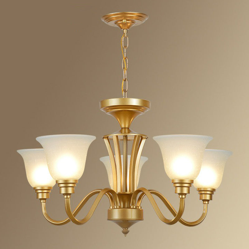 Rustikale glockenförmige Suspension lichtcreme Glas Kronleuchter Beleuchtung für Esszimmer