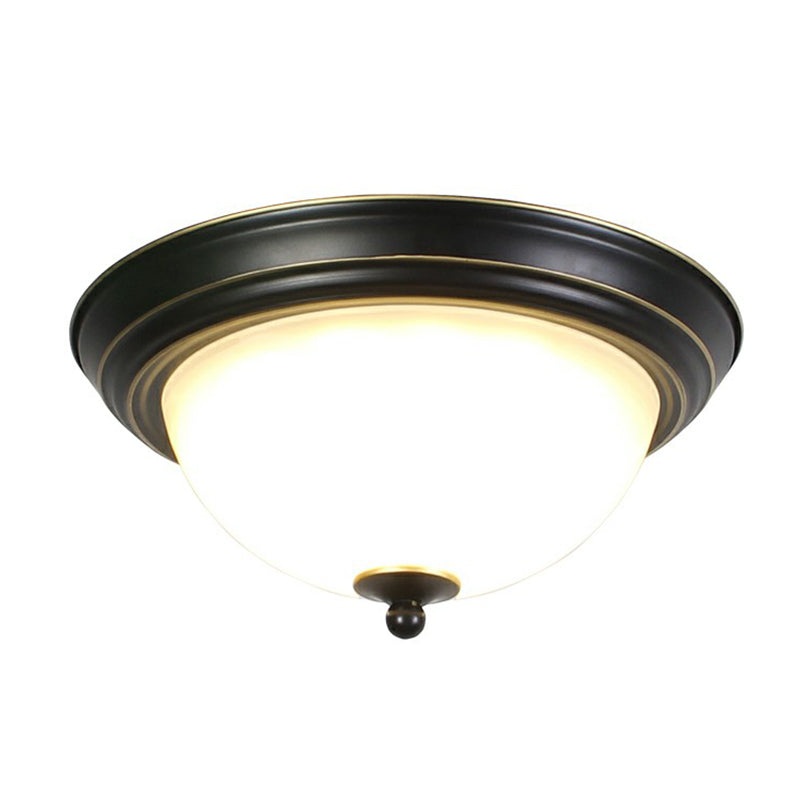 Inverted Bowl Frost Glass LED Flush Ceiling Light Vintage Living Room Flush Mount Lighting Fixture