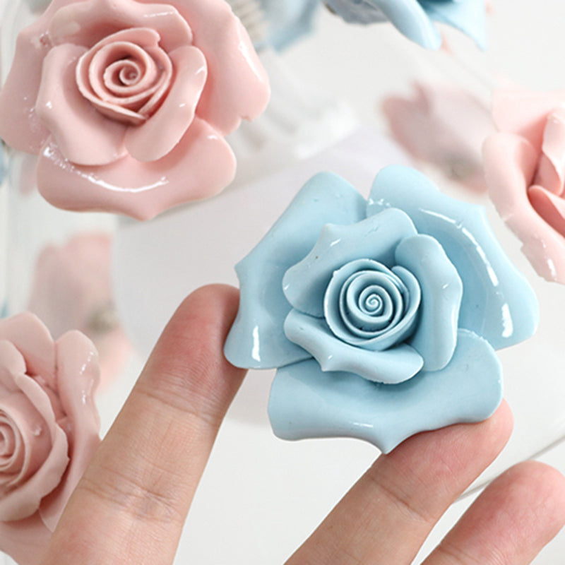 1-Light Pendant Lighting Korean Garden Rose Ceramic Suspension Light Fixture for Bedroom