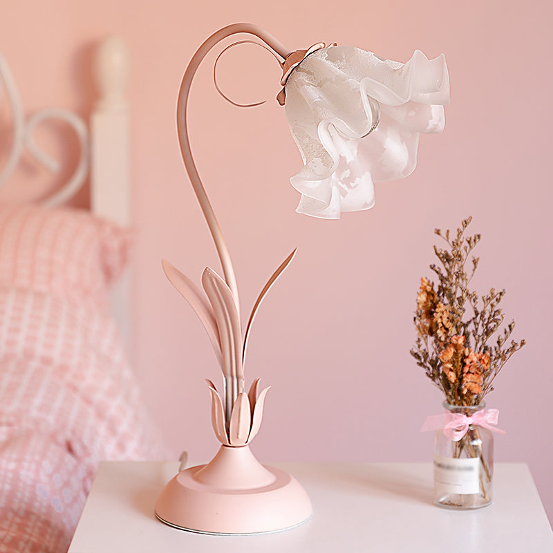 Lampada da tavolo a forma di giglio rosa coreano Opal Glass Opal Conooni per camera da letto singola Light