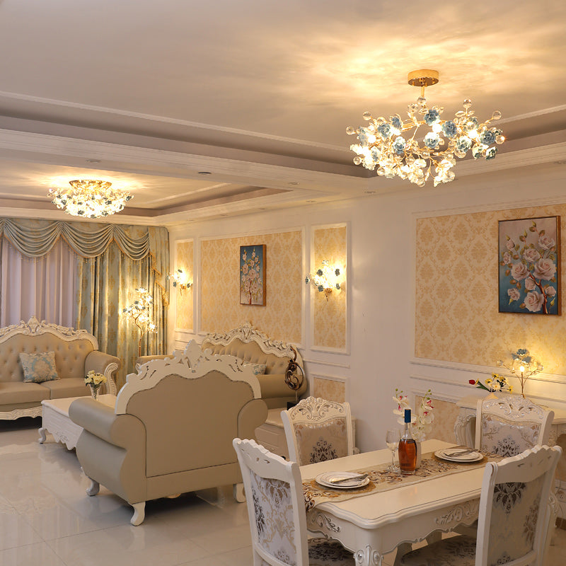 Lámpara de cerámica de techo de techo de estilo pastoral Cerámica de flush.