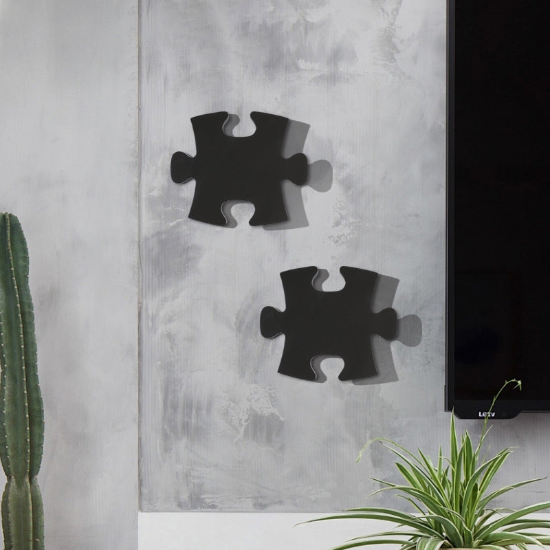 Jigsaw Sconce Light Modern Acrylic Black/White LED Wall Light in Warm/White Light for Living Room