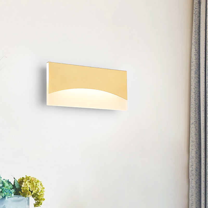 Rectangular Bedside Wall Light Fixture Acrylic Contemporary White/Gold Sconce Light in Warm/White Light