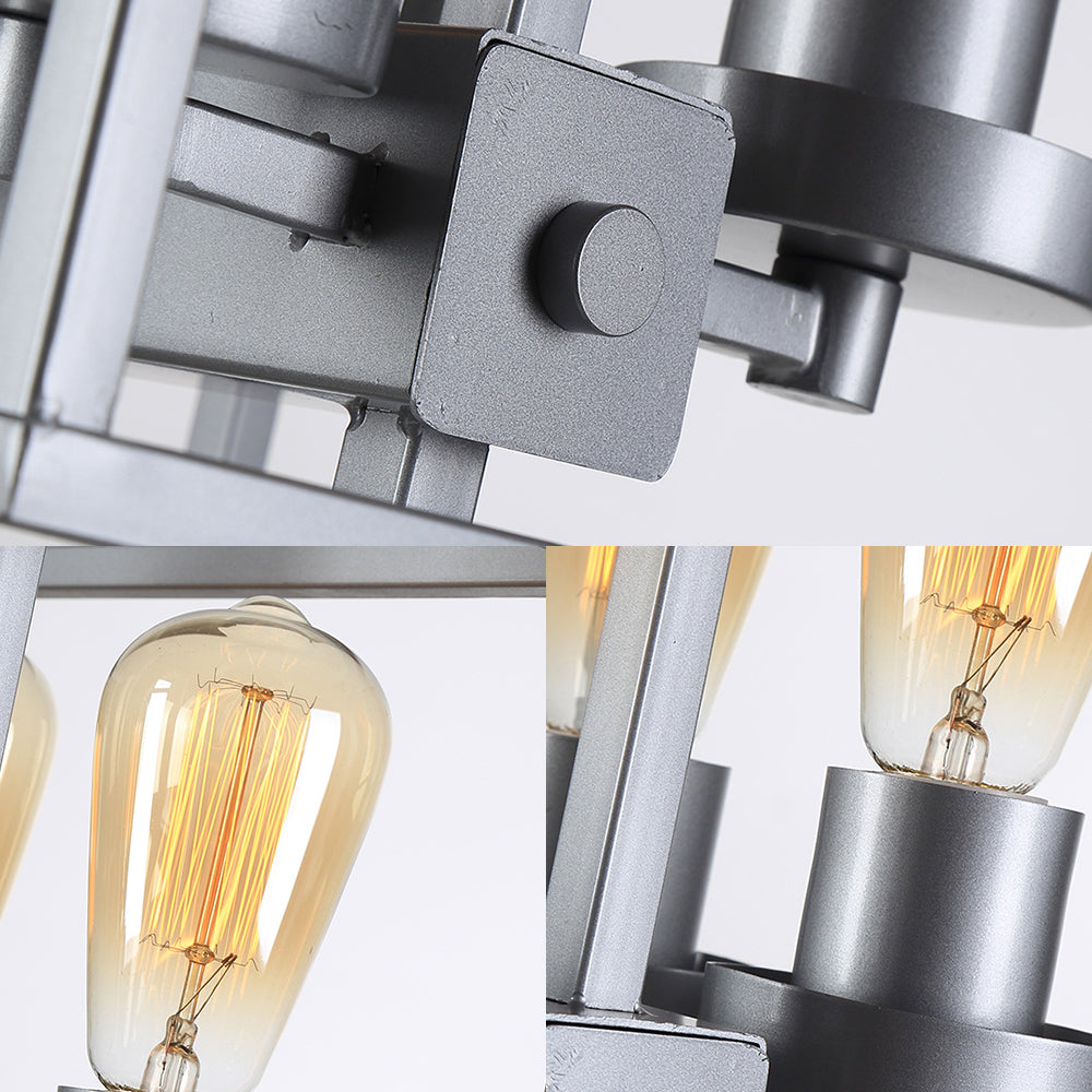 Square Living Room Semi Flush Industrial Style Metal 4 Lights Black/Silver/Gold Ceiling Lighting
