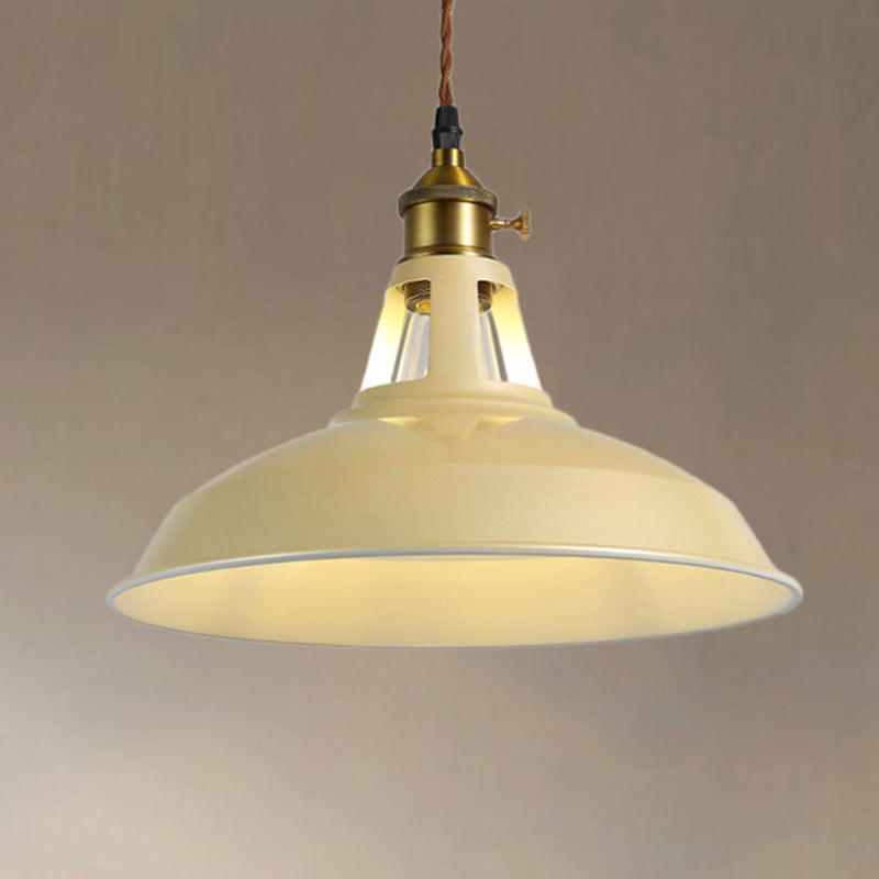 1 Light Barn Pendant Lighting Fixture Industrial Beige/Blue/Green Metal Hanging Ceiling Light for Dining Room