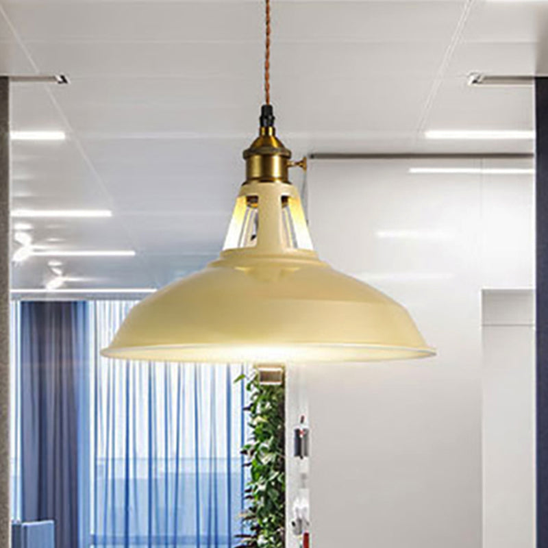 1 Light Barn Pendant Lighting Fixture Industrial Beige/Blue/Green Metal Hanging Ceiling Light for Dining Room