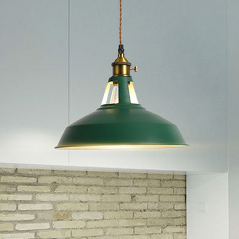 1 Light Barn Pendant Lighting Fixture Industrial Beige/Blue/Green Metal Hanging Ceiling Light for Dining Room