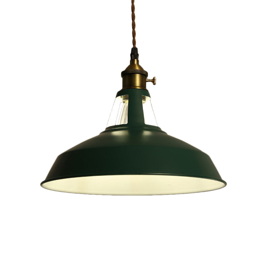 1 Light Barn Pendant Lighting Fixture Industrial Beige/Blue/Green Metal Hanging Ceiling Light for Dining Room
