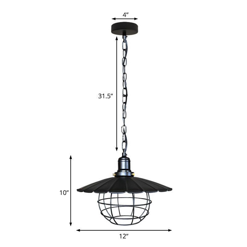 Lámpara de colgante colgante de luz 1 negro 1 lámpara colgante de metal industrial para interiores con jaula
