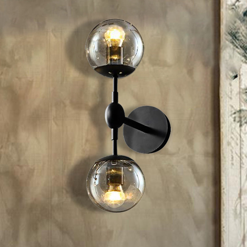 Globe Dining Room Wall Lightture Industrial Smoked Verre 2/3 Light Black Appince Lampe