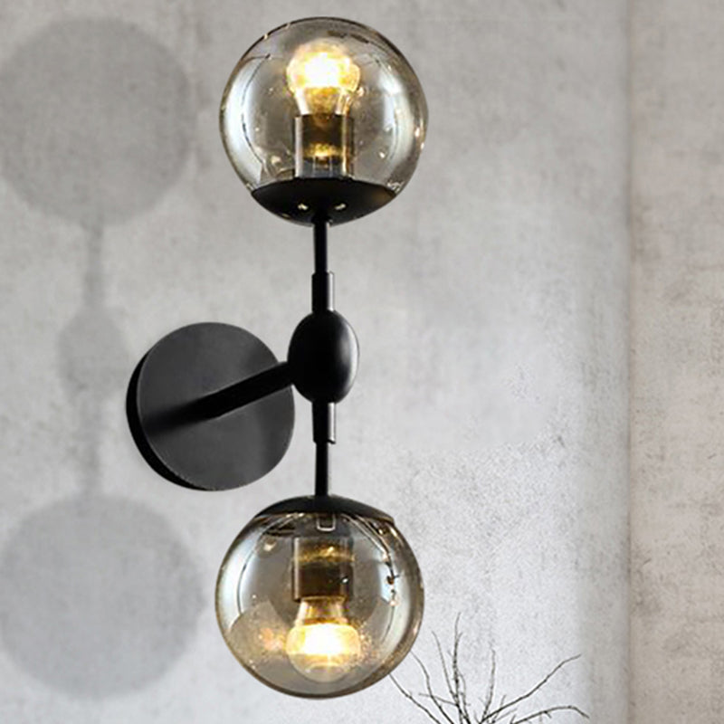 Globe Dining Room Wall Lightture Industrial Smoked Verre 2/3 Light Black Appince Lampe