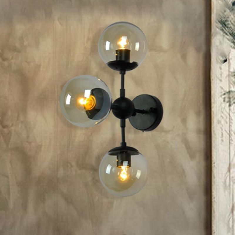 Globe Dining Room Wall Lightture Industrial Smoked Verre 2/3 Light Black Appince Lampe
