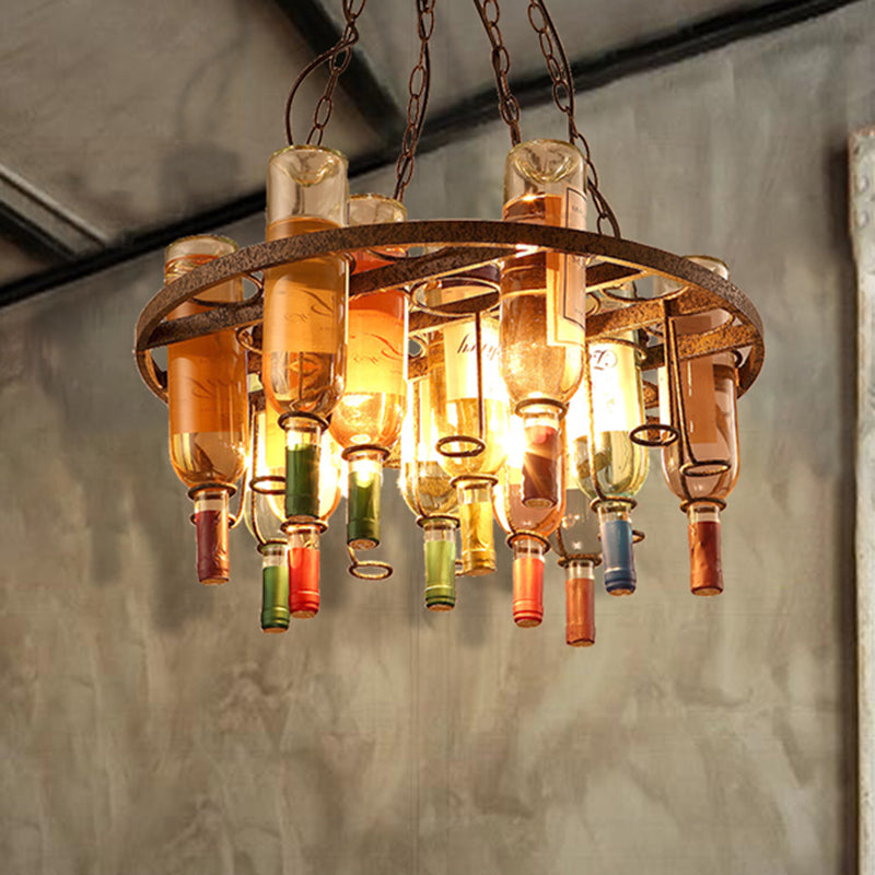 Metal 1/2/3 Lights Rust Dining Room Hanging Light Kit Industrial Round/Square/Rectangle Pendant Lighting