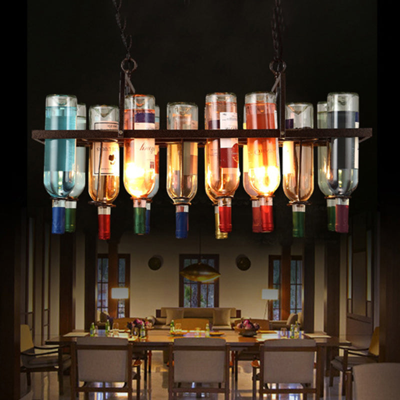 Metal 1/2/3 Lights Rust Dining Room Hanging Light Kit Industrial Round/Square/Rectangle Pendant Lighting