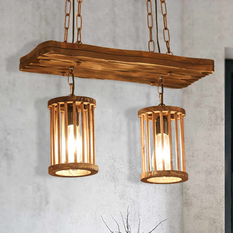 Cilindro de lámpara de lámpara de madera lámpara de techo de comedor industrial 2/3