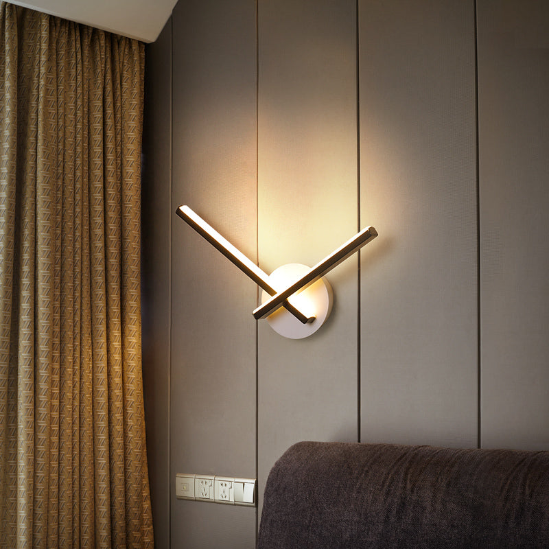 Linear Acrylic Sconce Light Fixture Simple Style Black/White LED Wall Lamp in Warm/White Light