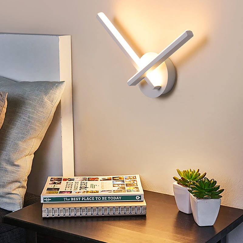 Linear Acrylic Sconce Light Fixture Simple Style Black/White LED Wall Lamp in Warm/White Light