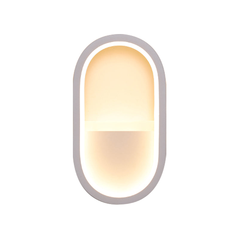 Lampada a parete ovale Accrilico contemporaneo Acrilico nero/bianco Pronzo della parete a LED in luce calda/bianca