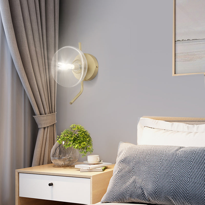 Clear Glass Dome Wall Mounted Light Postmodern 1 Light Sconce Light with Gold Arm