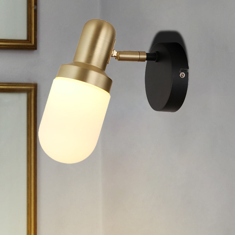 Capsule moderne Verre Lumière 1/2/3 Lumières Lumière Wall Light avec bras noir et plaque arrière