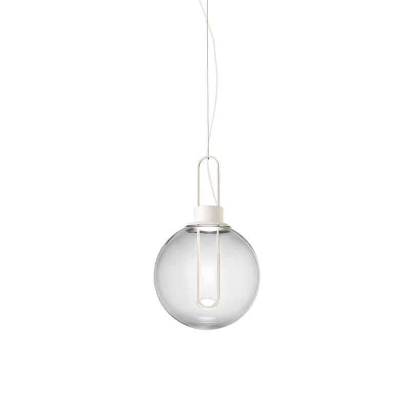 Sphere Pendant Lighting Contemporary Clear Glass 1 Light White/Black Hanging Lamp Fixture for Restaurant in White Light