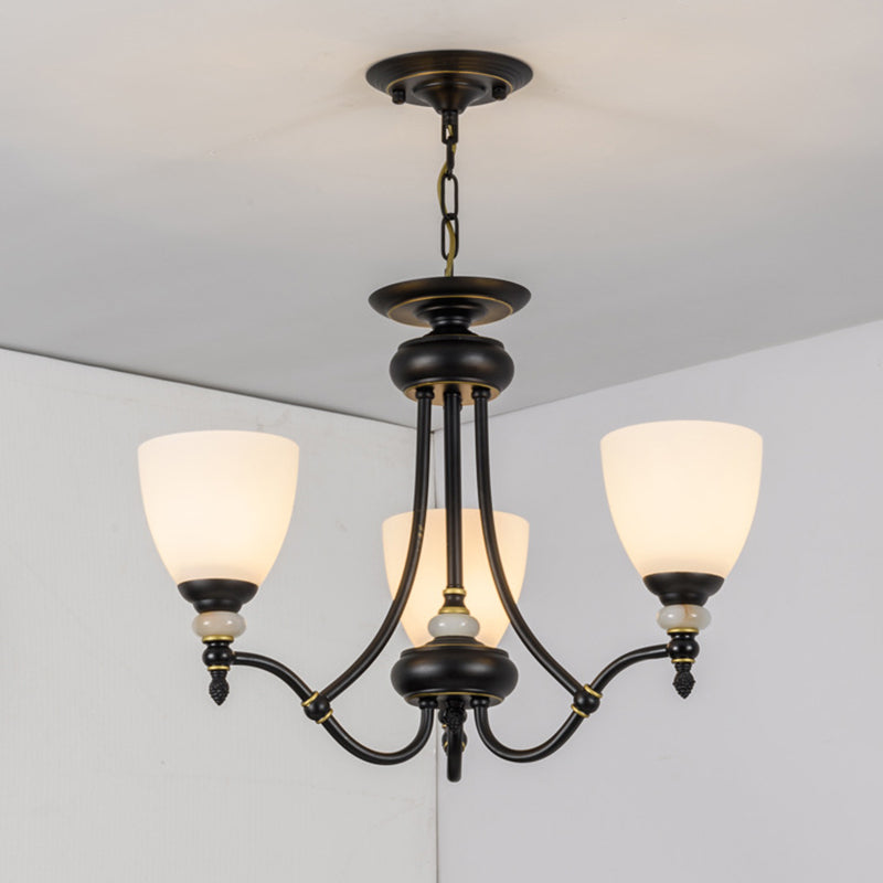 3/6/8 Lichter Kronleuchter leichter Sputnik weißes Glas Klassiker Esszimmer Deckenlampe mit Tasse geformt