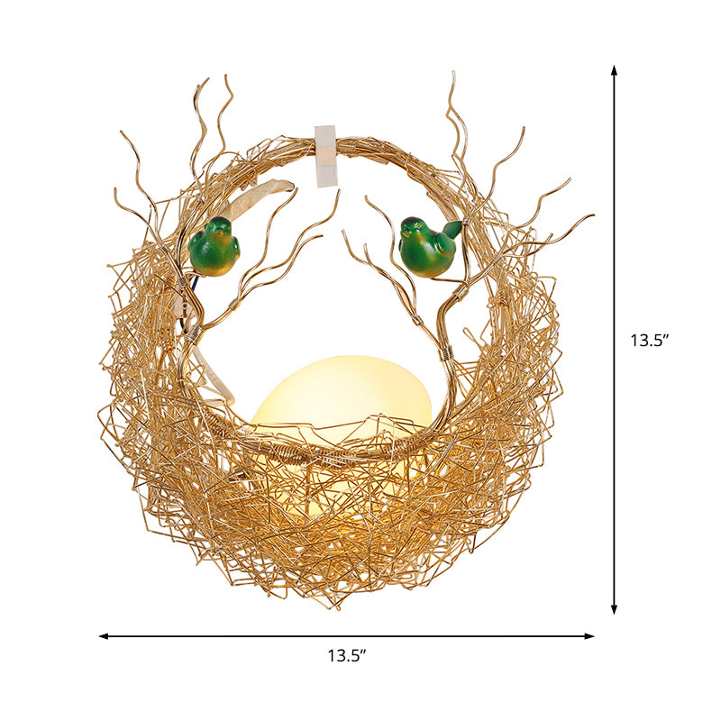 Yellow Nest Wall Mount Light Postmodern 1 Light Opal Glass Sconce Light for Living Room