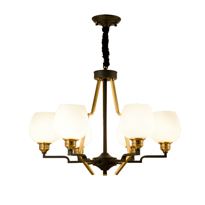 6/8/15 Lichter Gefriertes Glas Anhänger Kronleuchter traditioneller Messingbecher Wohnzimmer Hanging Deckenleuchten