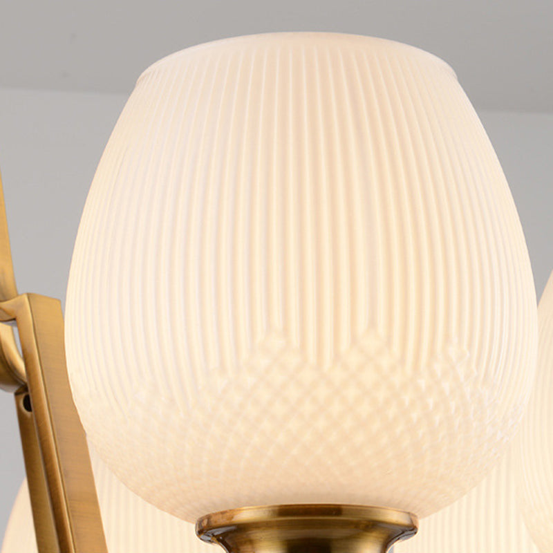 6/8/15 Lichter Gefriertes Glas Anhänger Kronleuchter traditioneller Messingbecher Wohnzimmer Hanging Deckenleuchten