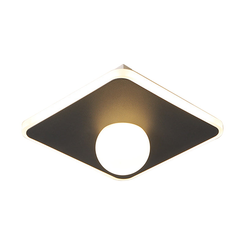 Modern Led Flush Lamp with Acrylic Shade White/Black Led Square/Rectangle Flush Mount Light in White/Warm Light