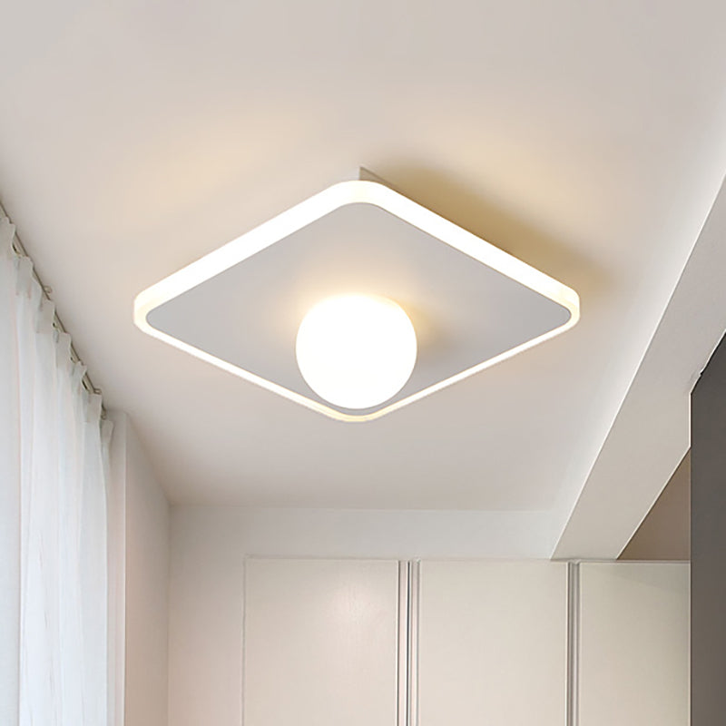 Modern Led Flush Lamp with Acrylic Shade White/Black Led Square/Rectangle Flush Mount Light in White/Warm Light