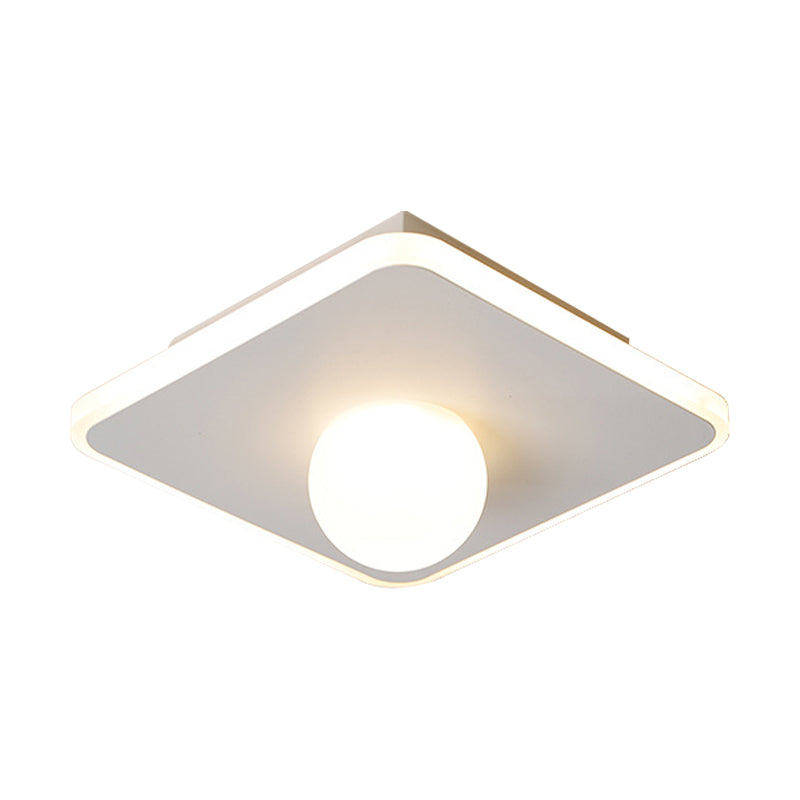Modern Led Flush Lamp with Acrylic Shade White/Black Led Square/Rectangle Flush Mount Light in White/Warm Light