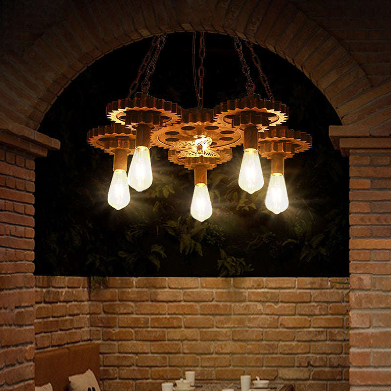 Panneau de chandelier industriel de la lampe à pente de rouille en métal avec chaîne avec chaîne