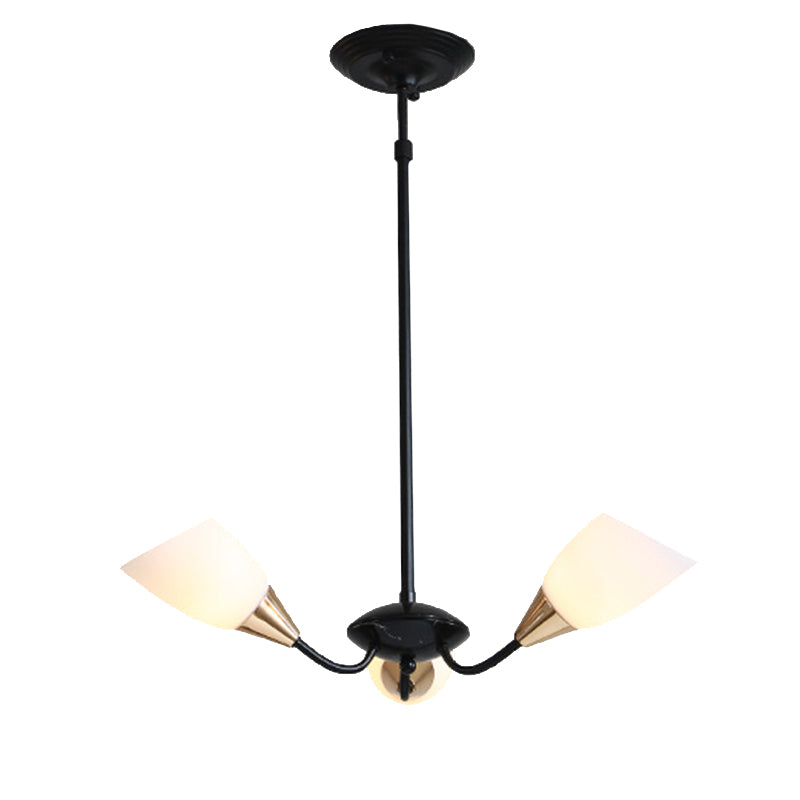 Black 3/6/8 Lights Pendant Chandelier Classic Frosted Glass Oval Shade Hanging Light with Sputnik Design