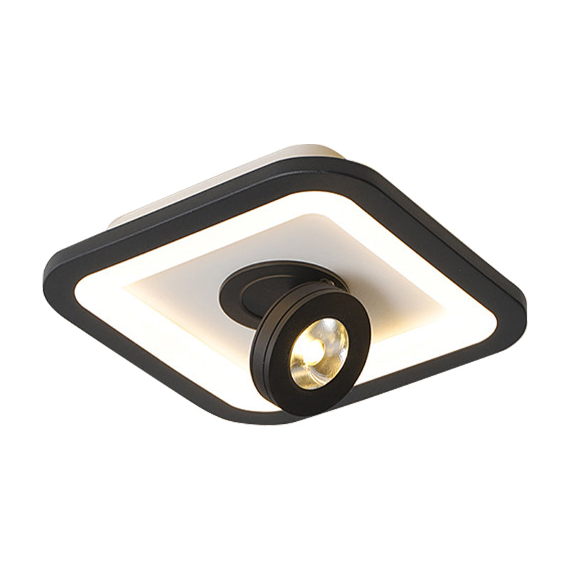 Acrylic Square/Round Flush Mount Modernist Led White/Black Flush Ceiling Light Fixture in Warm/White Light