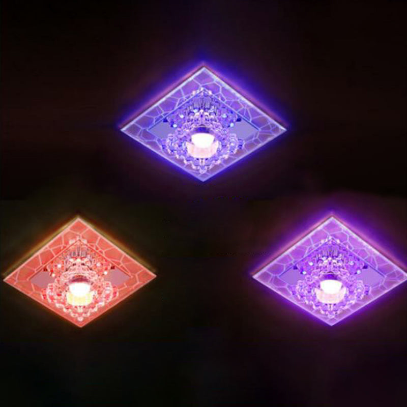 Luz de techo empotrada de pasillo de cristal con luz LED empotrada de forma cuadrada Simplicity en transparente