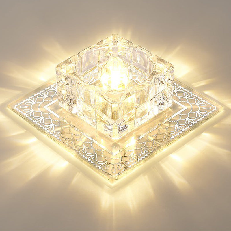 Square Flush Mount Beleuchtung Minimalist Crystal Flur LED-Unterputz-Halterung in Klartext