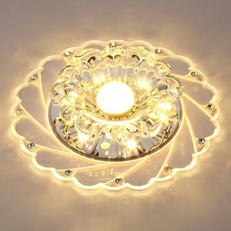 Clear Flower LED Flush Mount Light Simplicity Crystal Flush Monte Massimale Luce per Entryway