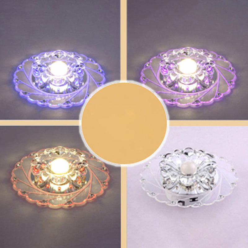 Clear Flower LED Flush Mount Light Simplicity Crystal Flush Monte Massimale Luce per Entryway