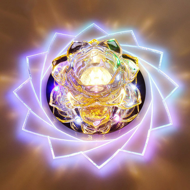 Lotus - Led LED Flush Mount Light Simplicity Crystal Corridoio Flush Monte Massimale Luce in Clear