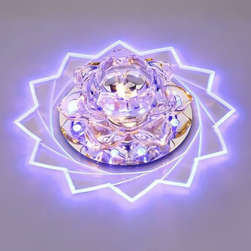 Lotus - Led LED Flush Mount Light Simplicity Crystal Corridoio Flush Monte Massimale Luce in Clear